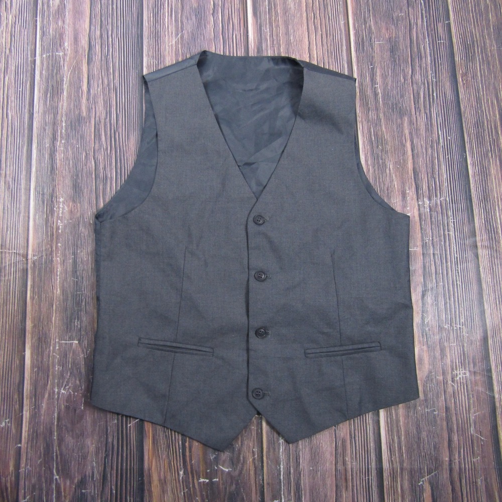 Suit Vest Marvelous World Teens M Gray Solid Polyester 3 Piece Belted Formal